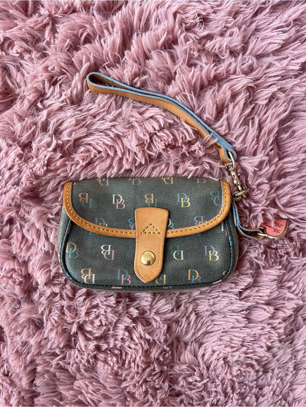 Dooney & Bourke Brown Multicolor Logo Wristlet